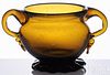 Blown olive amber glass open sugar bowl, 20th c.