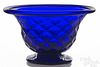 Blown cobalt blue glass footed bowl, 20th c.
