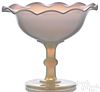 Blown fiery opalescent glass compote, 19th c.