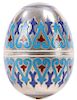 A RUSSIAN SILVER AND CHAMPLEVÉ ENAMEL EGG CUP
