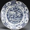 CHINESE MING DYNASTY BLUE WHITE PORCELAIN CHARGER