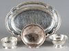 Sterling silver tray, together with three bowls