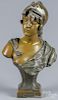 Patinated white metal sculpture of Minerva, early 20th c., 17'' h.