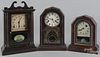 Three assorted mantel clocks by Sessions, Seth Thomas, and Gilbert, tallest - 15 1/2''.