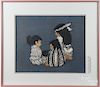 Marlene McGoffin (American 20th c.), lithograph of three Native American children, signed lower righ