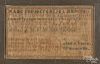 Indiana silk on linen sampler, 19th c., inscribed Wolcottville, 10''x 17 1/4''.