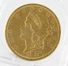 Twenty dollar Liberty Head gold coin, 1874 S.