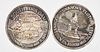 Two Johnstown Flood 100th Anniversary commemorative silver rounds.