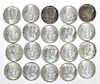 Twenty 1964 Kennedy silver half dollars.