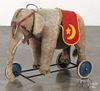 Steiff elephant plush ride-on toy, 21'' h.