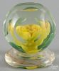 Millville, New Jersey yellow crimp rose paperweight, attributed to ''Goat'' Valla, faceted and footed,