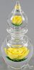 Francis Whittemore, yellow crimp rose perfume bottle, roses in bottle and stopper, signed, 3 3/4'' h.
