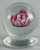 Peter Lewis, Millville, New Jersey, pink crimp rose footed paperweight, with signature cane, 2 5/8''