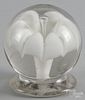 Millville, New Jersey unusual all white mushroom footed paperweight, , 3'' dia.