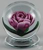 Emil Larsen, Millville, New Jersey red crimp rose footed paperweight, 3 5/8'' dia.