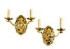 * A Pair of Two-Light Gilt Metal Sconces Width 11 3/4 inches.