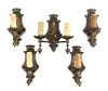 * A Group of Gilt Metal Sconces Height 11 inches.