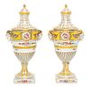 A Pair of Dresden Porcelain Urns Height 15 3/8 inches.
