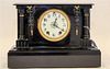 A Victorian Slate Mantle Clock Width 13 3/4 inches.
