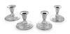 A Set Four American Silver Candlesticks, A. T. Gunner & Co., Attleboro, MA, having a tapering cup surmounting a trumpet base,