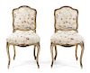 * A Pair of Louis XV Style Painted Side Chairs Height 32 inches.