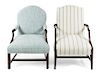 * Two Georgian Style Upholstered Armchairs Height of first 39 inches.