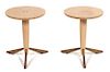 A Pair of Birch Occasional Tables, Richard Judd Height 19 3/4 x diameter 16 inches.