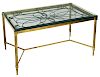 BEVELED LEADED GLASS & BRASS COFFEE TABLE