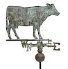 19TH C. COPPER COW WEATHER VANE WITH DIRECTIONALS