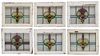 (6) ENGLISH STAINED LEADED GLASS WINDOWS