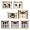 (7) ENGLISH STAINED LEADED GLASS WINDOWS