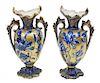 (2) VICTORIAN THOMAS FORESTER FLOW BLUE VASES