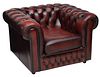 CHESTERFIELD BUTTONED MAROON LEATHER GENT'S CHAIR