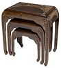 (3) ASIAN CARVED DARK WOOD NESTING TABLES