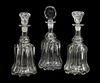 (3) GROUP OF ENGLISH GLASS DECANTERS
