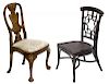 (2) CHAIRS, CHIPPENDALE STYLE SIDE & FAUX BAMBOO