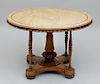 ENGLISH VICTORIAN CARVED BIRDSEYE MAPLE AND ROSEWOOD CENTER TABLE