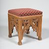 ENGLISH GOTHIC REVIVAL CARVED OAK STOOL