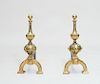 PAIR OF BAROQUE STYLE BRASS ANDIRONS