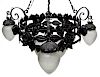 IRON AND FROSTED GLASS FOUR LIGHT CHANDELIER