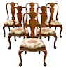 (6) QUEEN ANNE STYLE OAK DINING CHAIRS