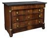 FRENCH EMPIRE MAHOGANY MARBLE TOP COMMODE, 19TH C.