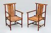 PAIR OF JUGENDSTIL TURNED BEECH AND RUSH ARMCHAIRS, BY JOSEF ZOTTI
