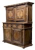LARGE FRENCH CARVED OAK BUFFET DEUX CORPS 18THC