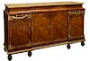FRENCH EMPIRE STYLE BURLWOOD & MARBLE SIDEBOARD