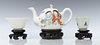 (3) CHINESE PAINTED PORCELAIN TEAPOT & TEACUPS
