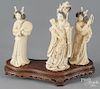 Three Chinese carved ivory female figures, early 2