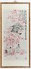 Chinese watercolor scroll, 38" x 17 1/4".