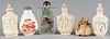 Six assorted Chinese snuff bottles, to include car