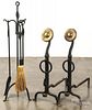 Pair of wrought iron andirons, 29 1/2" h., togethe